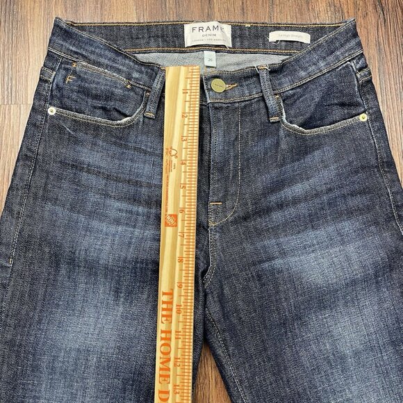 Frame Le High Straight Jeans Size 26  Dublin Mid Rise Stretch Dark Wash Blue - Picture 8 of 10